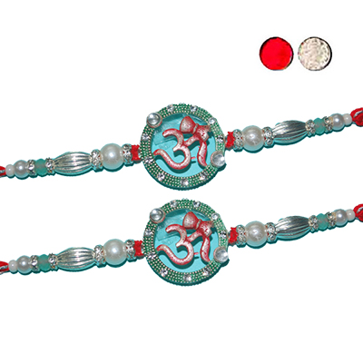 "Stone Studded Rakhi - SR-9170 A -code009- (2 RAKHIS) - Click here to View more details about this Product
